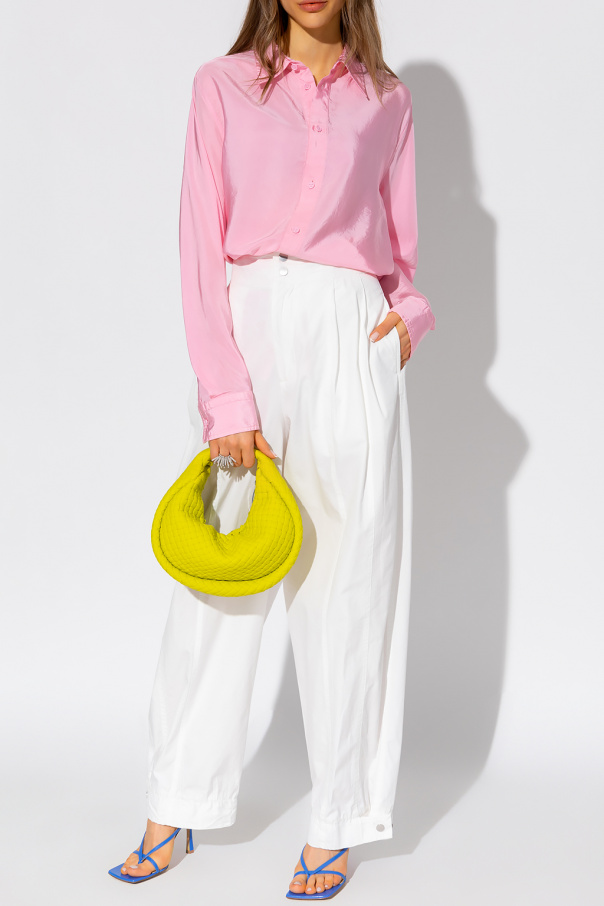 【関税&送料込】Bottega Veneta Pink Stretch Viscose Blend Pa Bottega Veneta Bubble Gum Pink Men's Silk Viscose Blend
